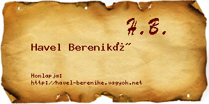 Havel Bereniké névjegykártya